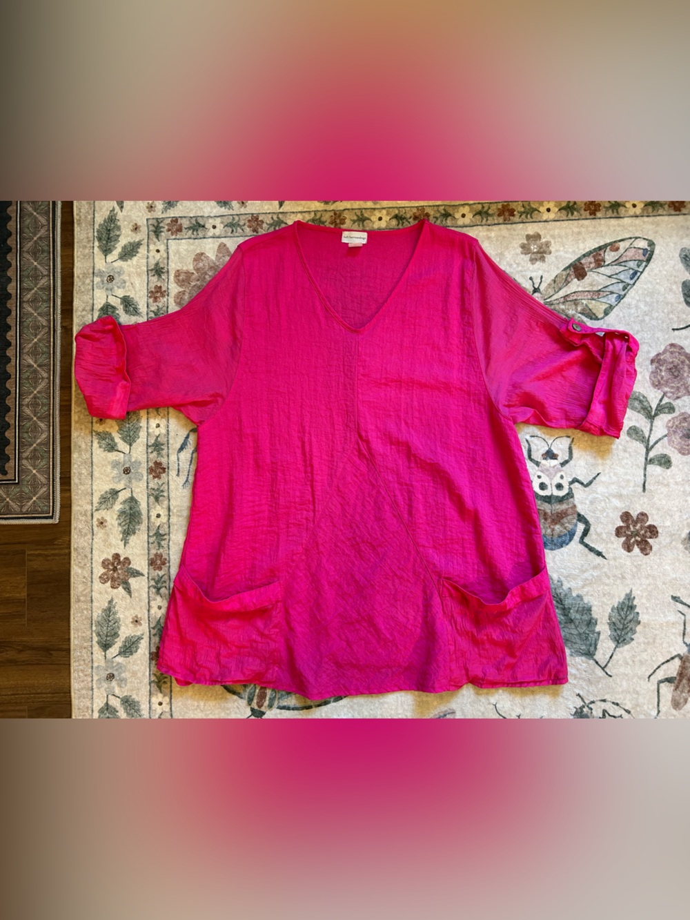Soft Surroundings Hot Pink Tunic Blouse with large pockets